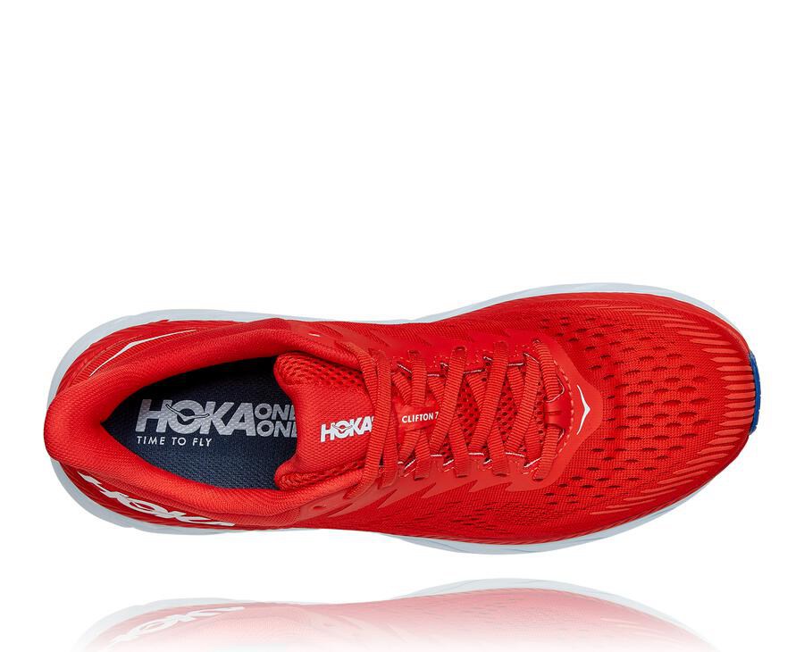 Tenis Hoka One One Hombre Rojos/Blancos - Clifton 7 - EQJH86329